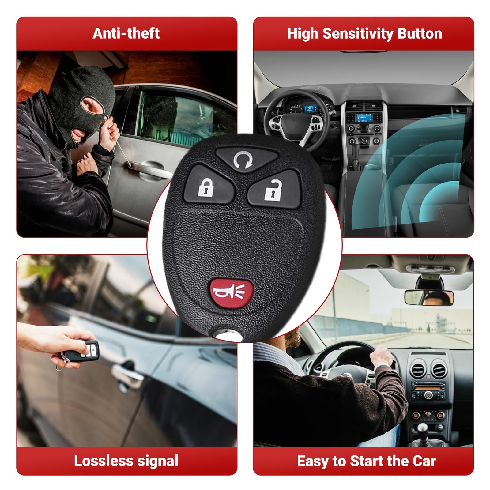 Key Fob Remote Replacement 2 Pack Car Keyless Entry Control