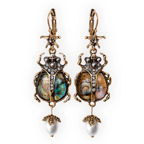 Earrings for Women Beetle Bug Scarab Vintage Whimsical Jewelry Drop Dangle Gift