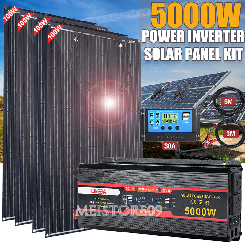 12V to 110V Solar Panel System Charge Controller 5000W Solar Inverter Kit Power