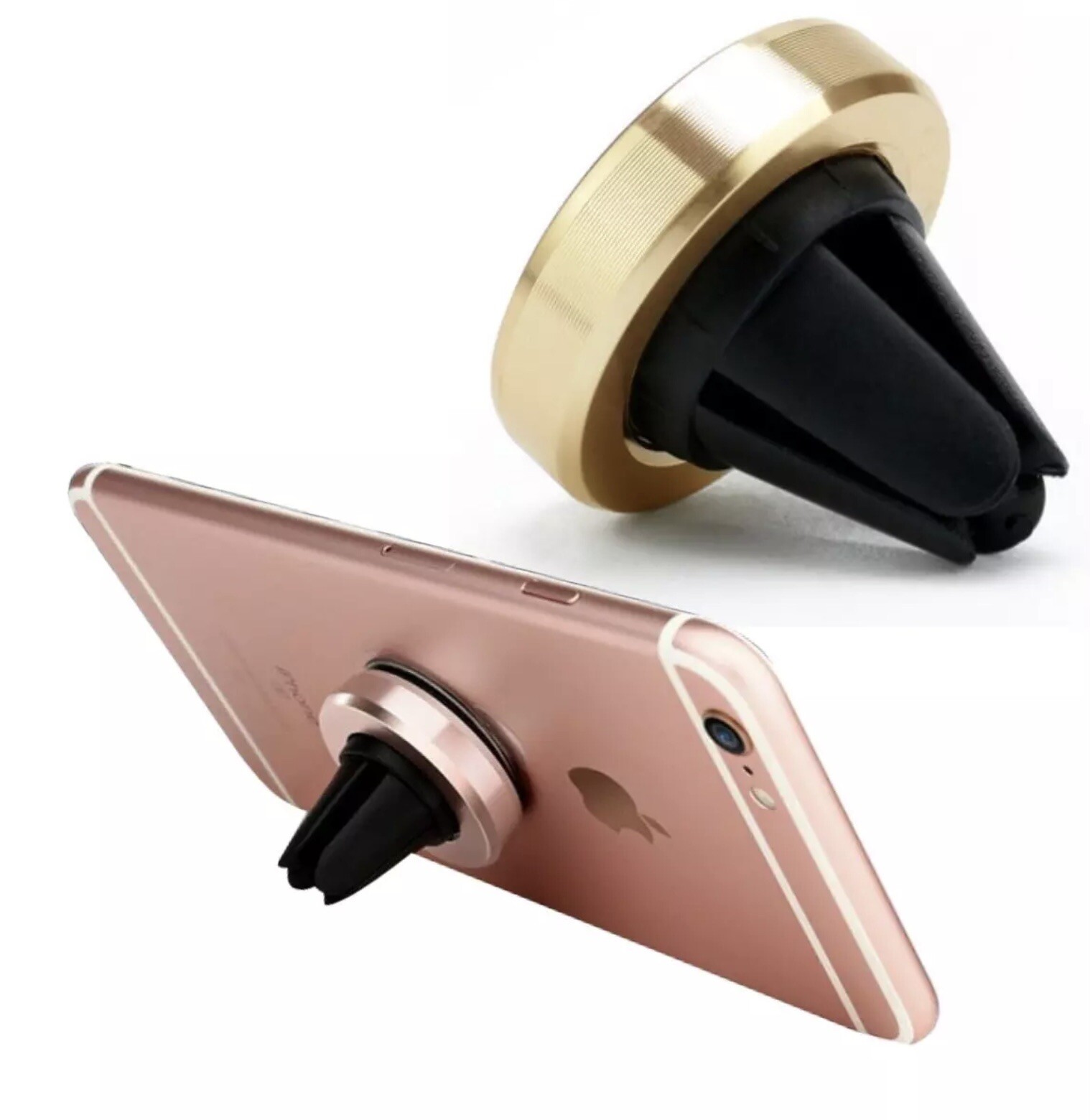 Universal Cell Phone Mount /car Air Vent Holder Magnetic Aluminum Alloy. (Gold)