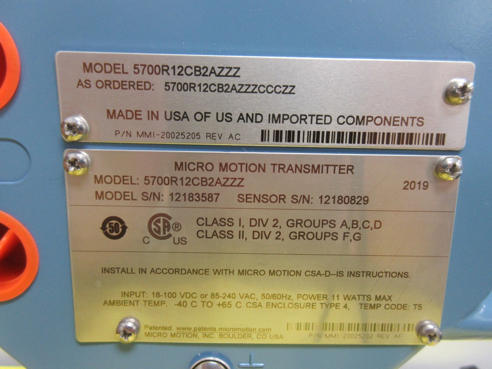 Emerson Micro Motion Elite Coriolis Meter, Transmitter