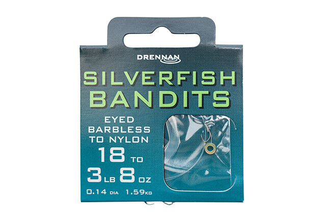 DRENNAN SILVERFISH  BANDITS PRE TIED RIGS WITH BAIT BANDS - EYED BARBLESS HOOKS
