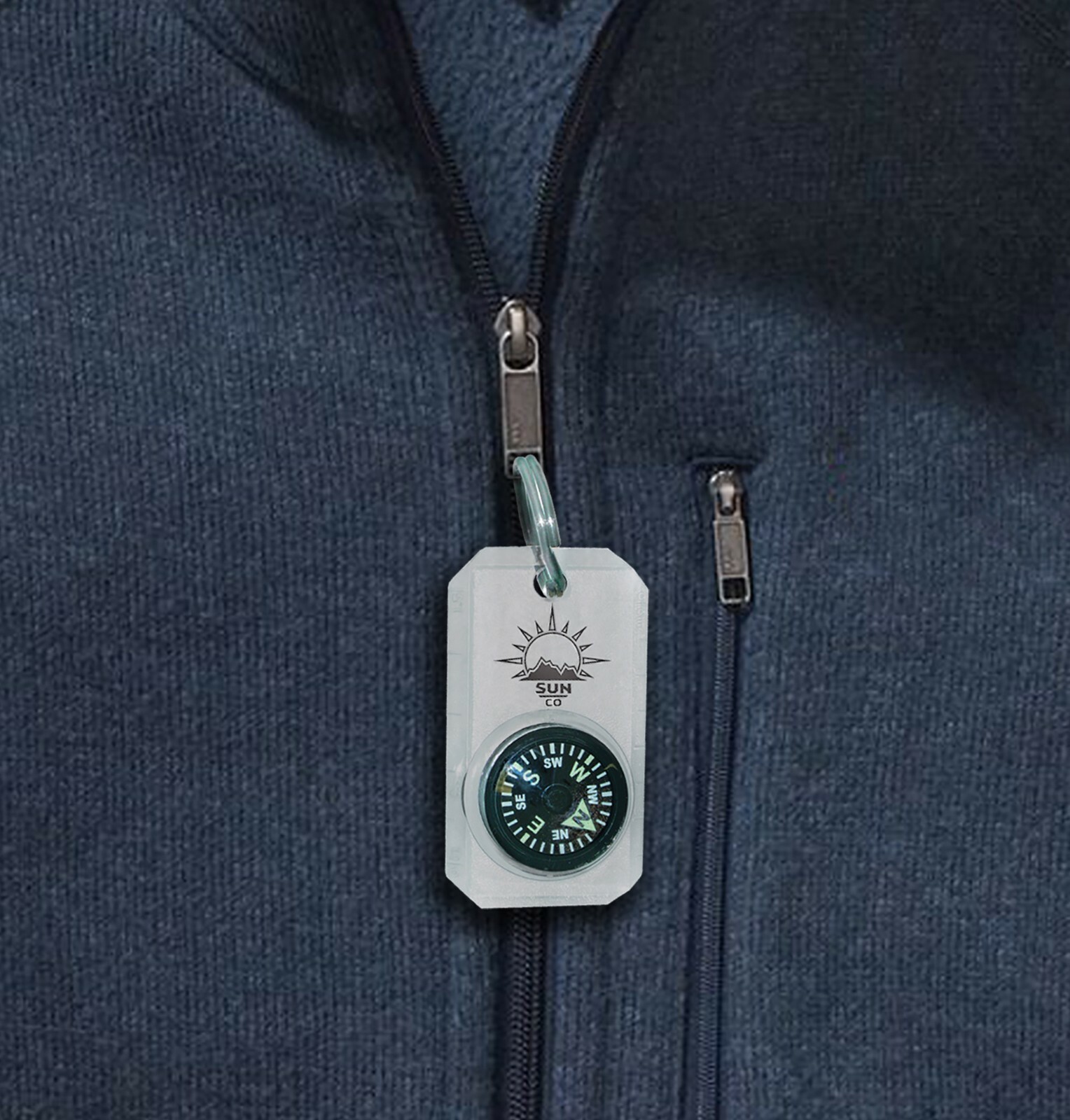 Sun Company MiniComp - Zipperpull Mini Compass with Split Ring