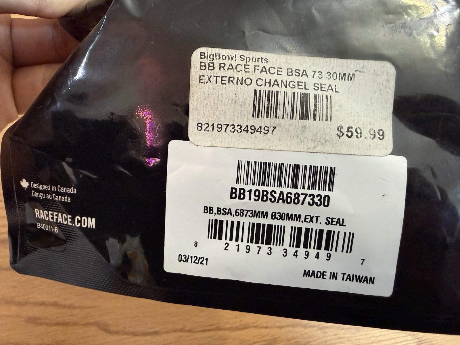 New Race Face Bb19bsa68730 Bottom Bracket BSA 68/73 30mm External Spindle