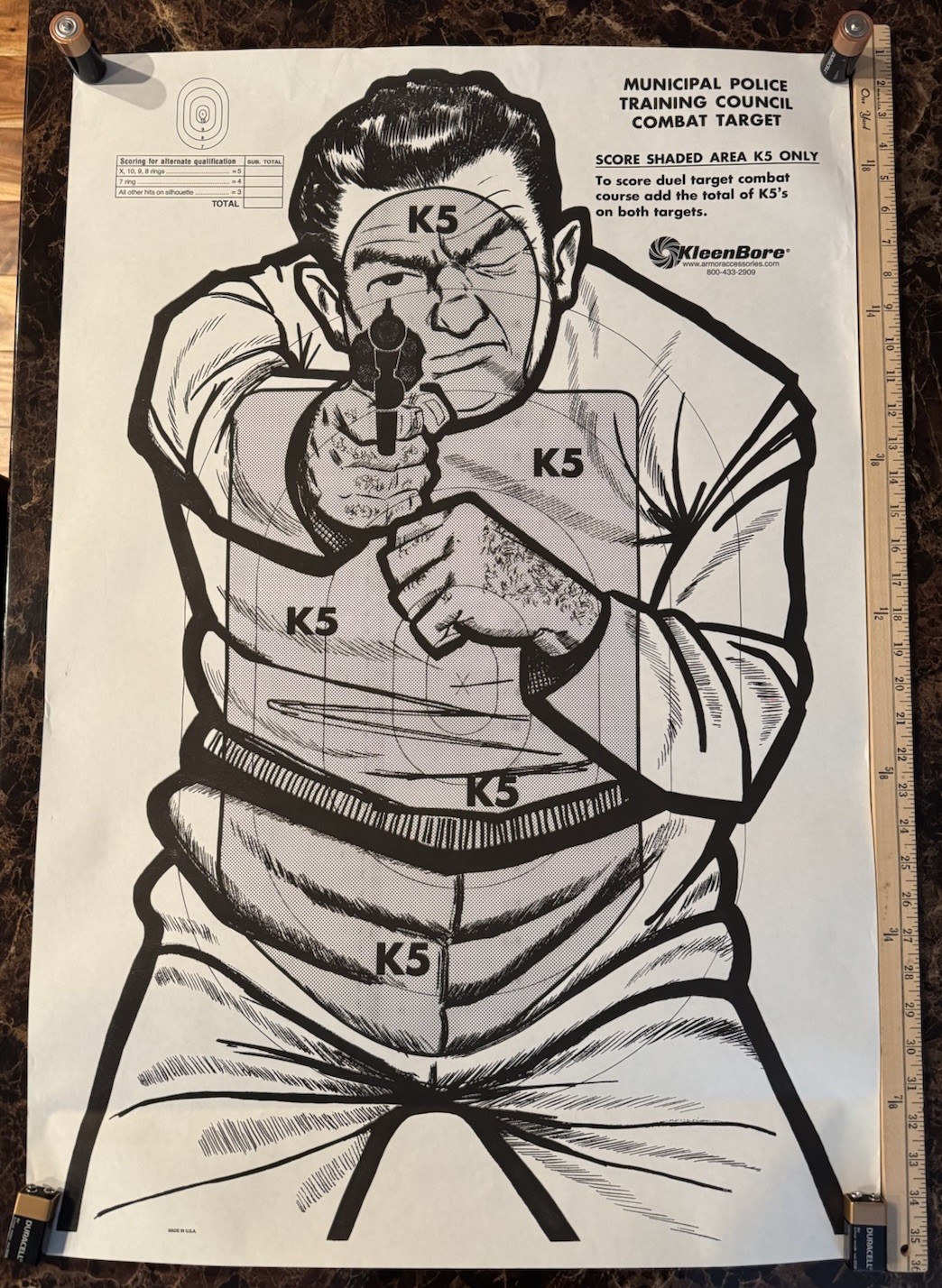 lot of 2 Life Size Municipal Police Combat Target- Poster 23.5" x 35"  KleenBore