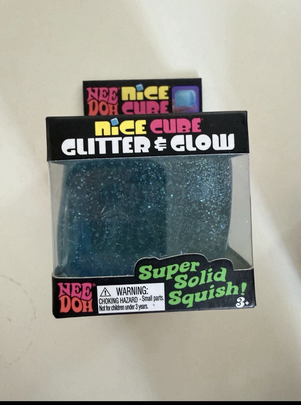 🧊Nee Doh Nice Cube - Glitter and Glow In - Blue - Stress Reliever Fidget Toy