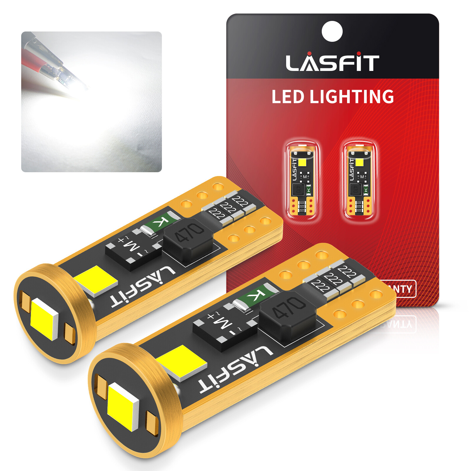 LASFIT T10 168 194 2825 LED Interior Light Bulb License Map Side Marker White 2X