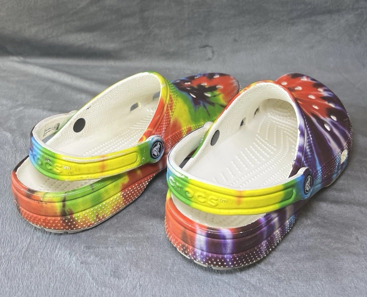 CROCS Classic Tie Dye Graphic Clogs Shoes Rainbow 🌈Size M8/W10