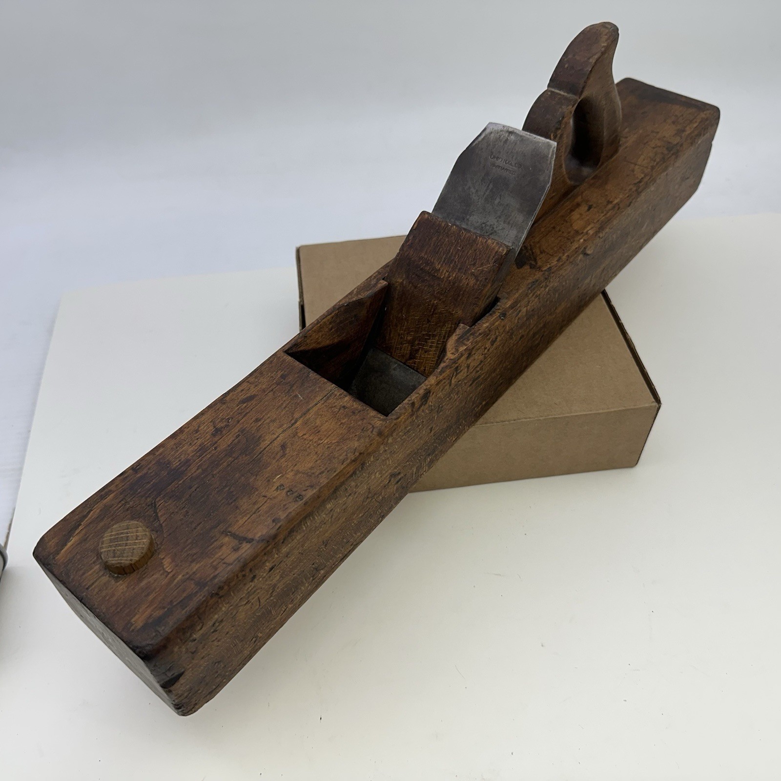 Ohio Tool Co Wood Plane 12” Long X 3-1/2” Iron 19th Century Antique 2-3/8” Blade
