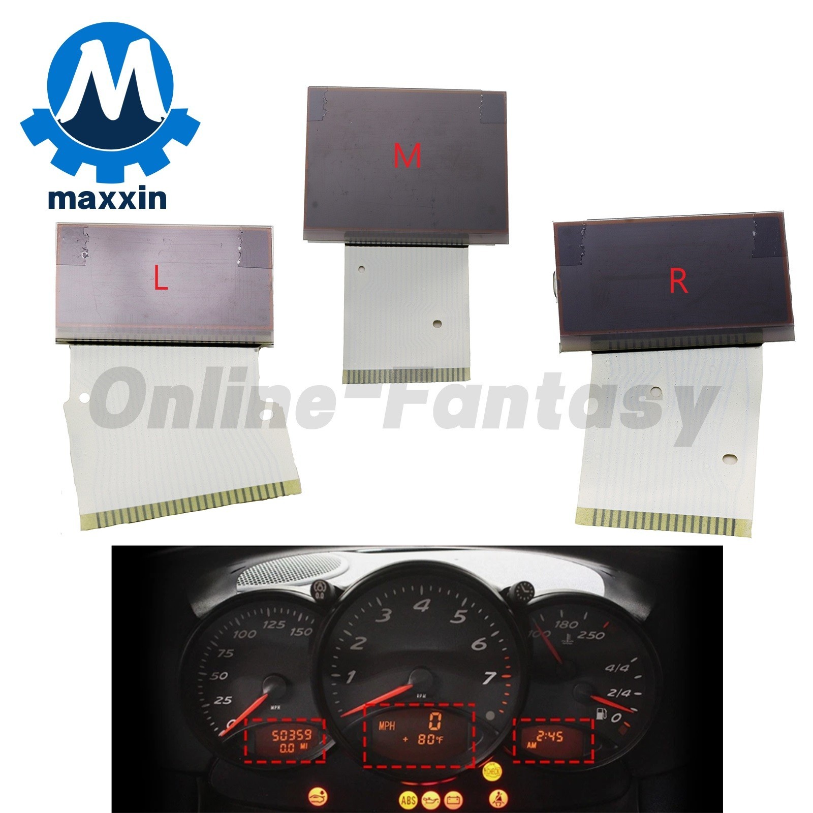 LCD display For porsche 911 996 and 986 boxster instrument cluster km version 19