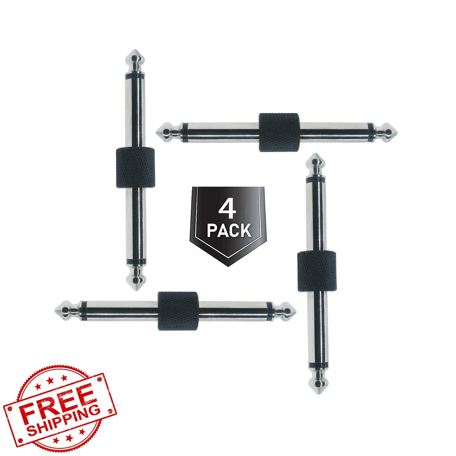 amavoler 4 Pack 1/4" Black Guitar Pedal Coupler