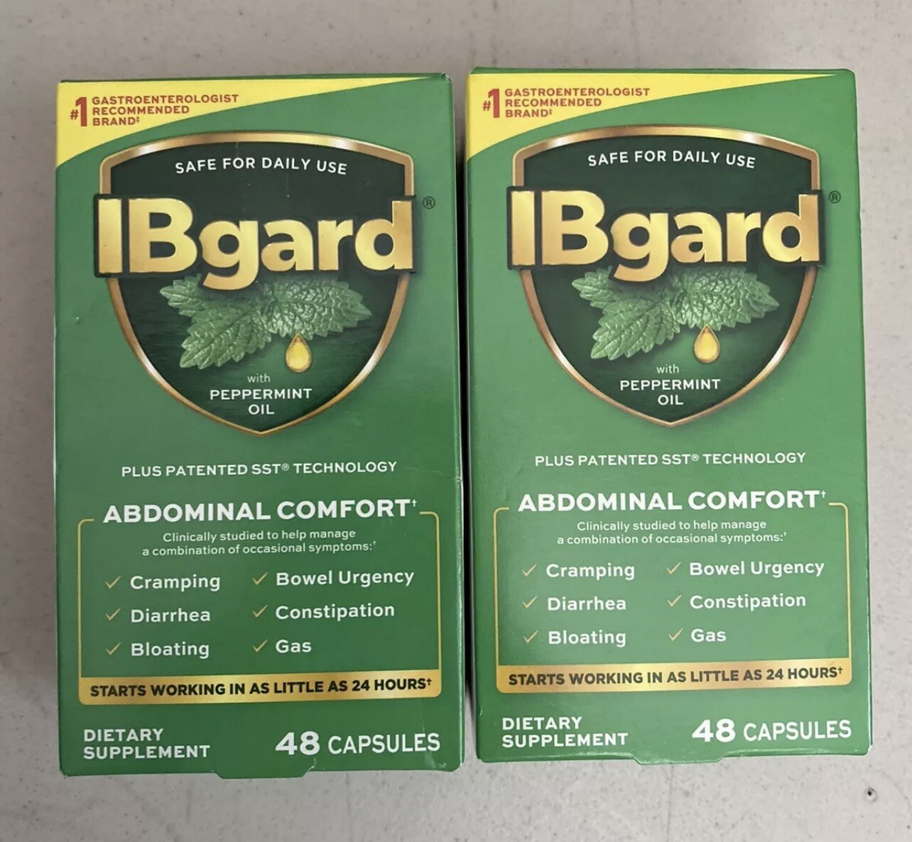 2X IBgard Irritable Bowel Syndrome 48ct Caps Abdominal Comfort- Exp 2027