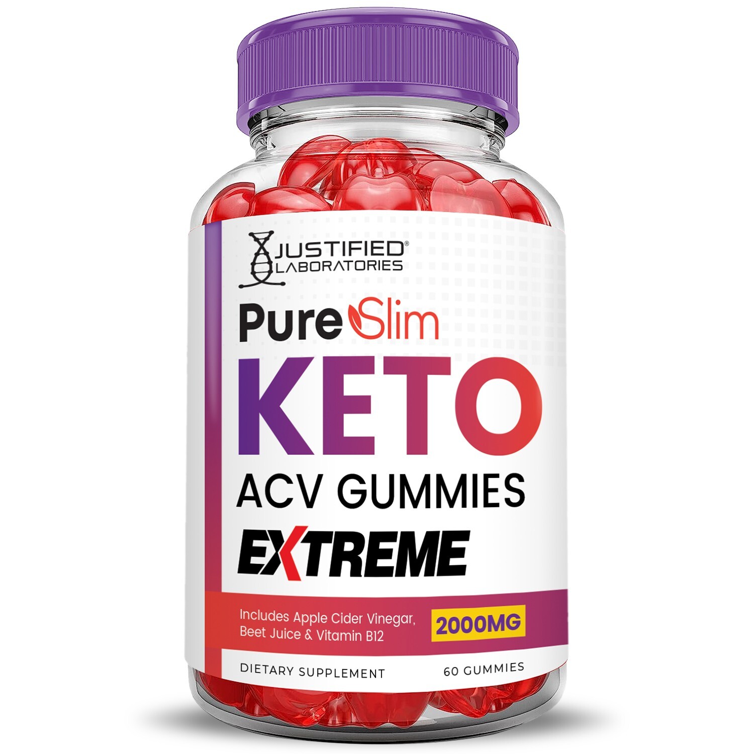 Pure Slim Keto Extreme ACV Gummies 2000MG Apple Cider Vinegar 120 Gummys