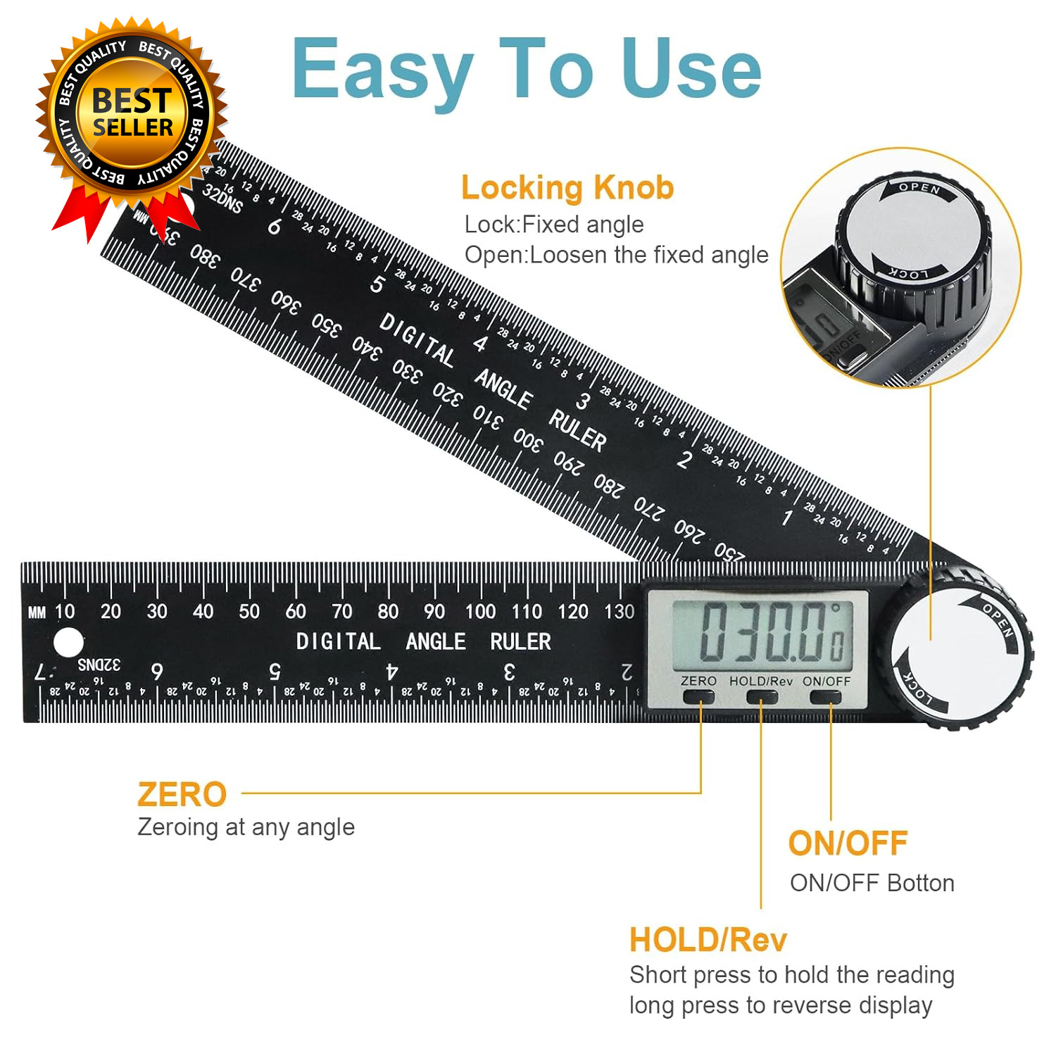 Third Generation Protractor Angle Finder Digital Angle Ruler with 7Inch/200Mm