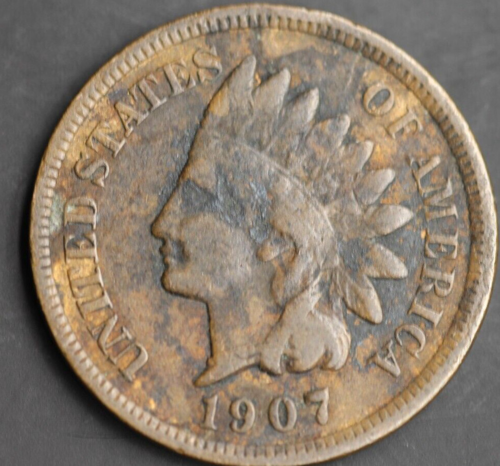 1907 INDIAN HEAD CENT PENNY  LIBERTY W/ NICE FEATHERS SHARP COIN