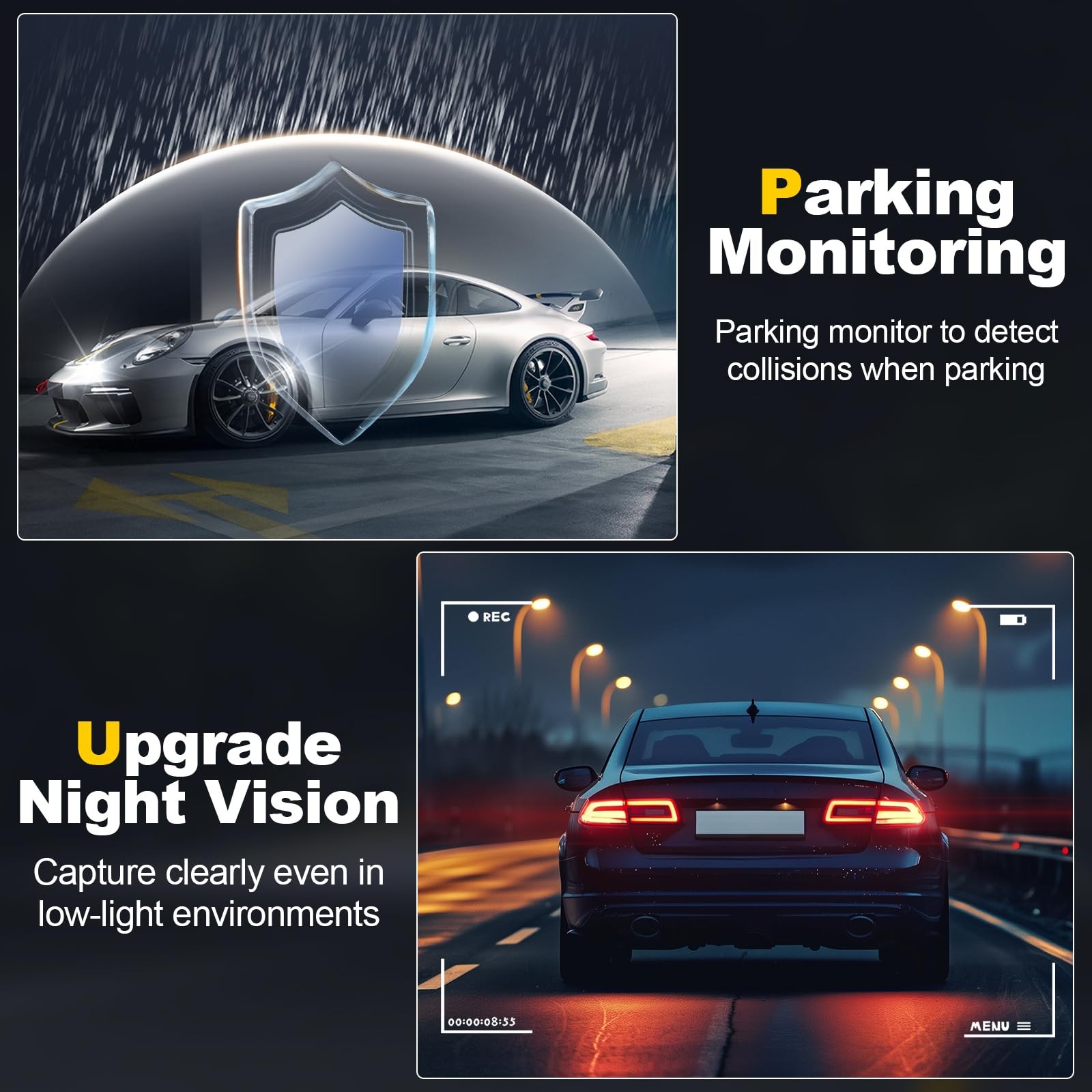 Dash Camera, 4K/1080p Dash Camera Front and Rear, Built-in 5GWiFi, Dash Cam w...