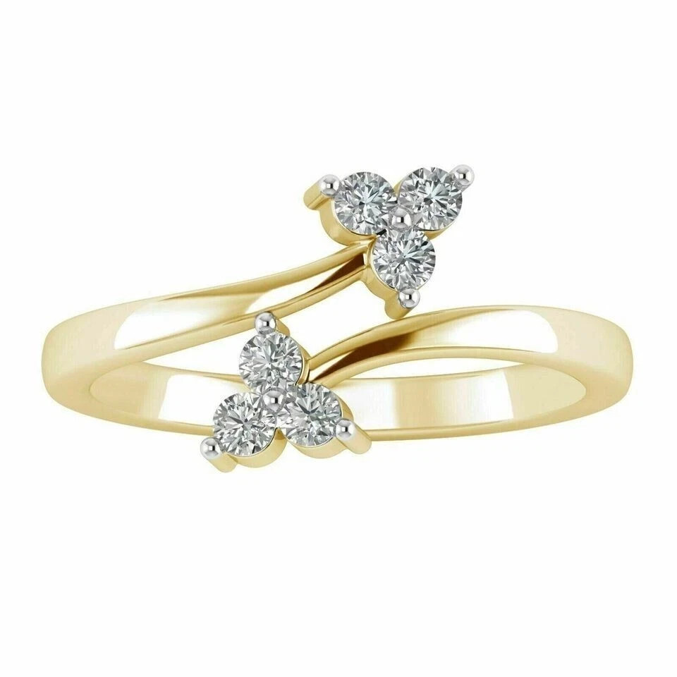 0.12 Ct Round Lab Created Diamond Bypass Women's Toe Ring 14k Yellow Gold Finish