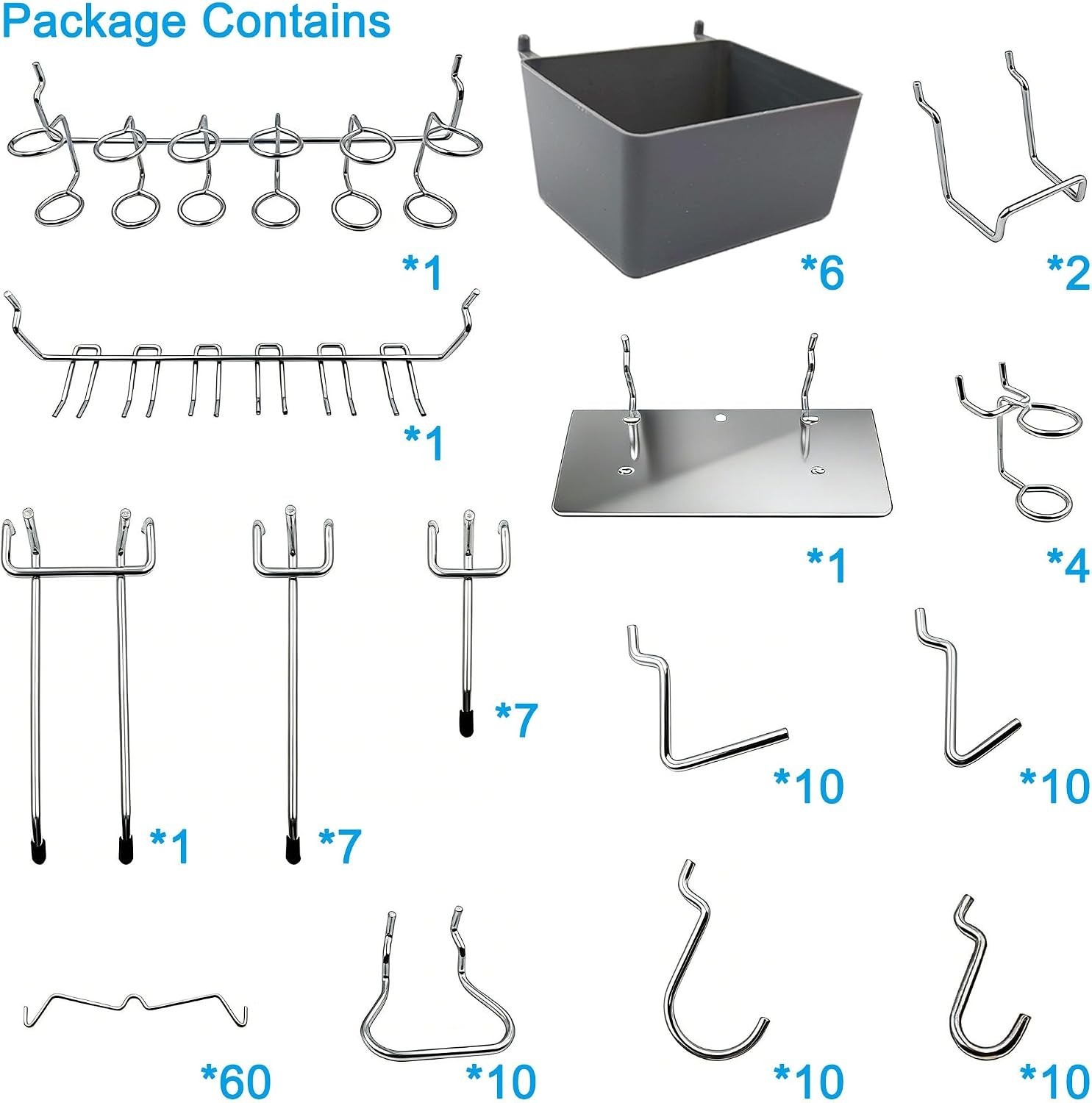 Pegboard Hooks Assortment with Pegboard Bins, Peg Locks, for Organizing Vario...