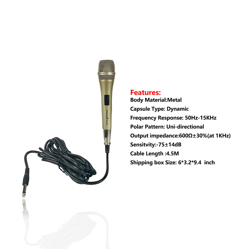 Dynamic Microphone Unidirectional Wired Handheld Mic With XLR Cable For Church