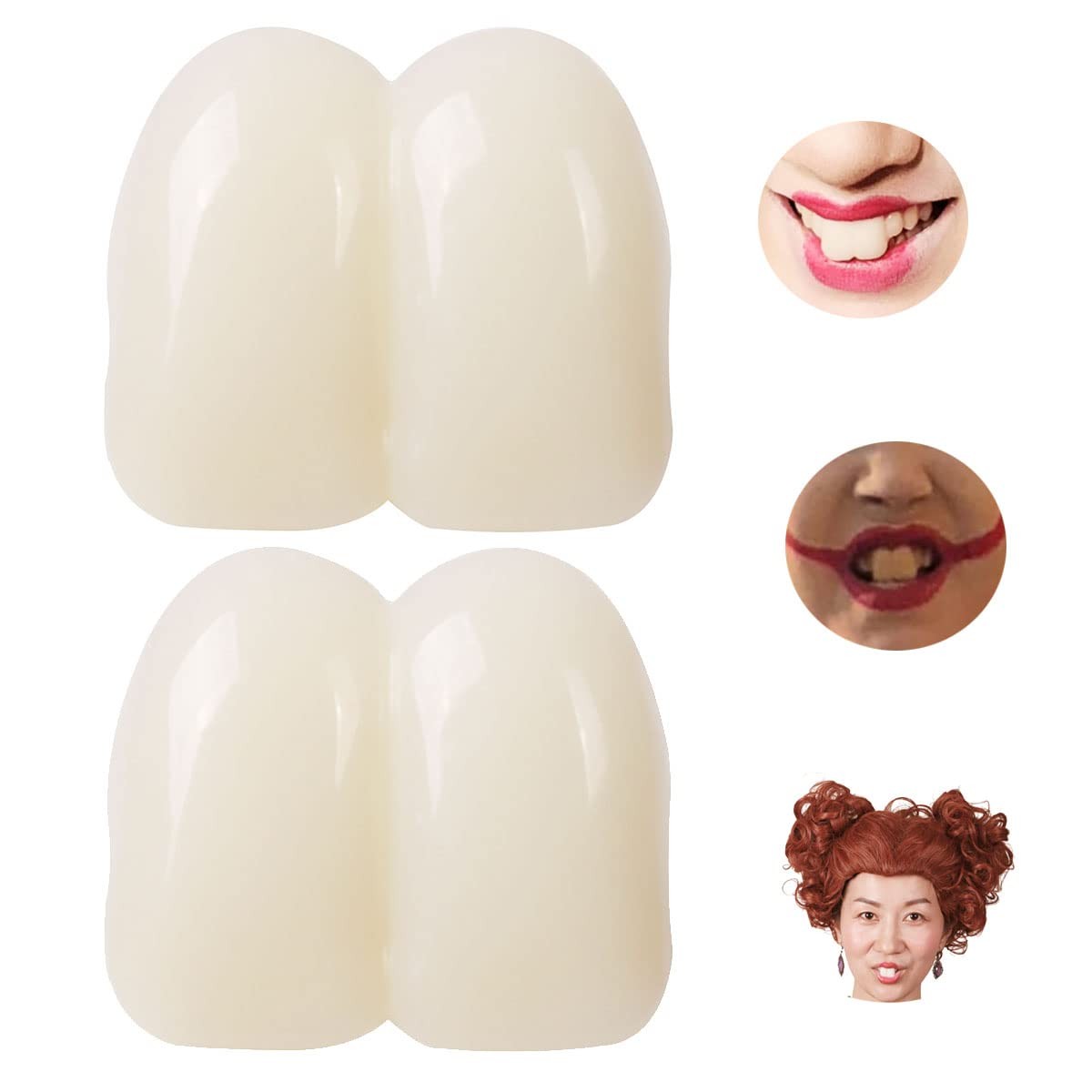 2 Pieces 17mm Deluxe Custom Big Buck Teeth Caps for Clown Bunny Big, White