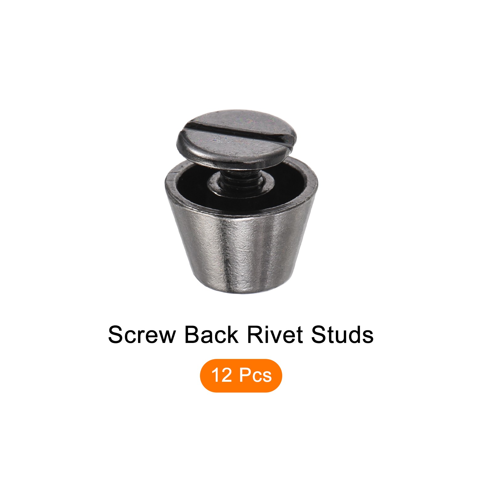 Screw Back Stud Spike (10x7mm) 12pcs, Flat Head Stud Rivets Gun-black