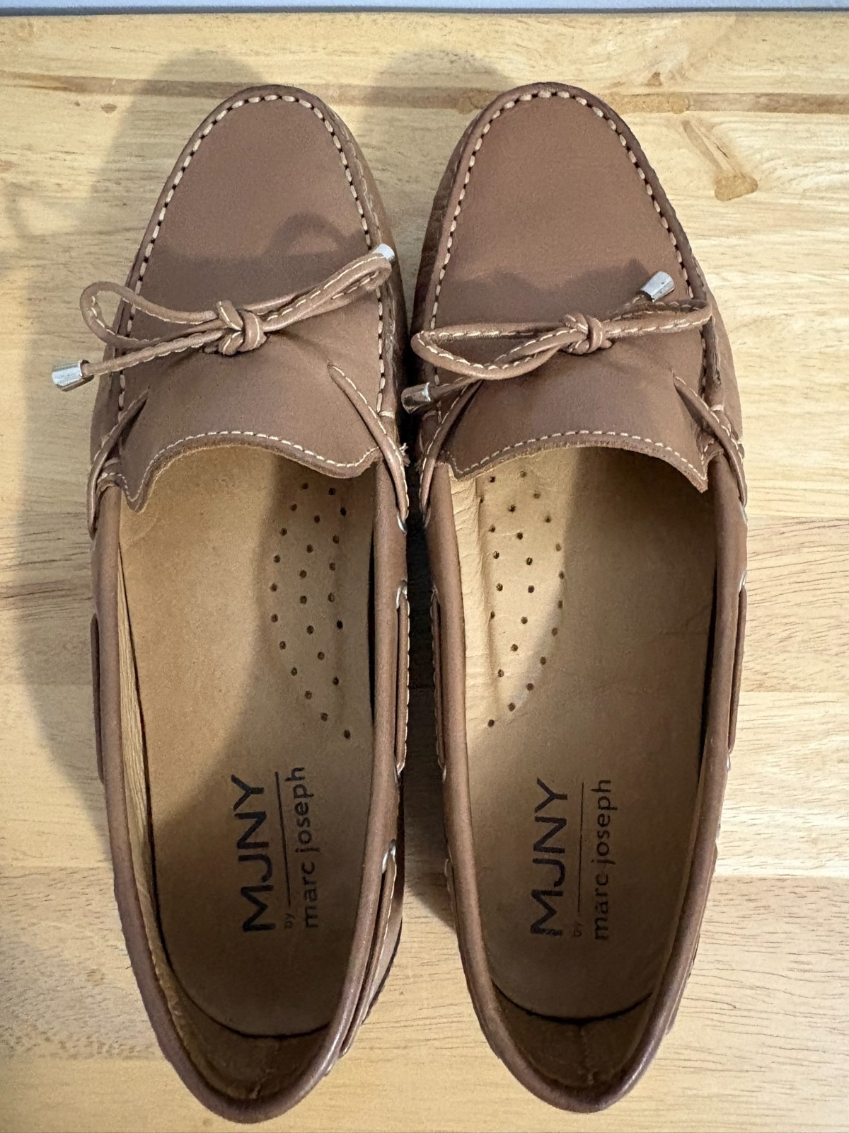 Marc Joseph New York Boat Shoes Womens Size 7.5 Brown Leather Driving Moccasins
