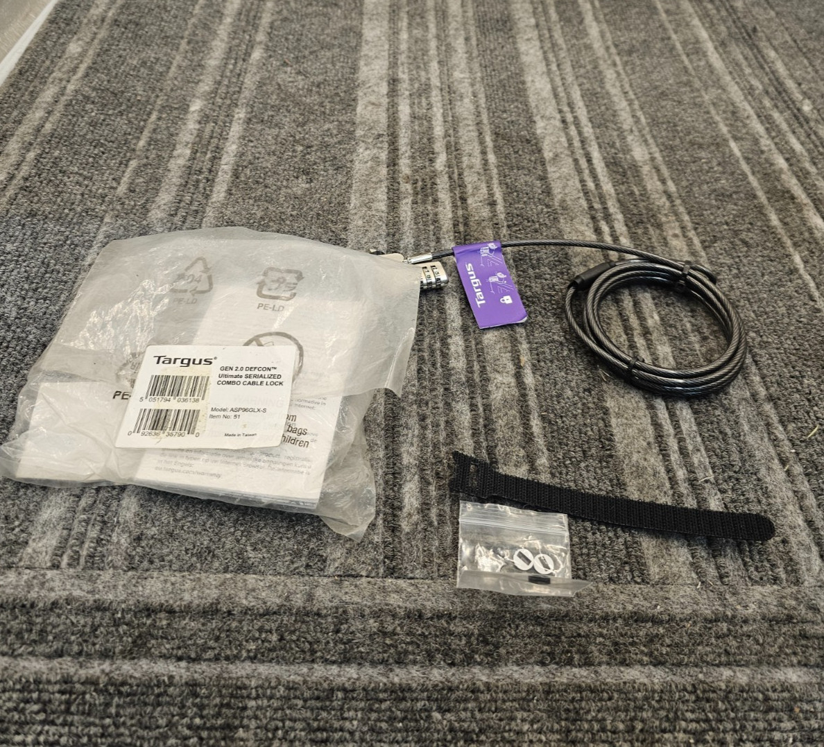 Targus ASP96GLX-S: 6.5FT DEFCON 4-Digit T-Bar Combination Steel Lock Resettable