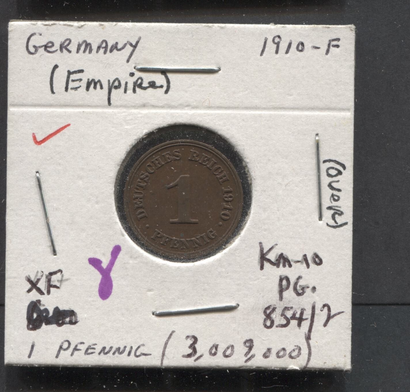 1910(F)- Germany- 1 Pfenning-XF