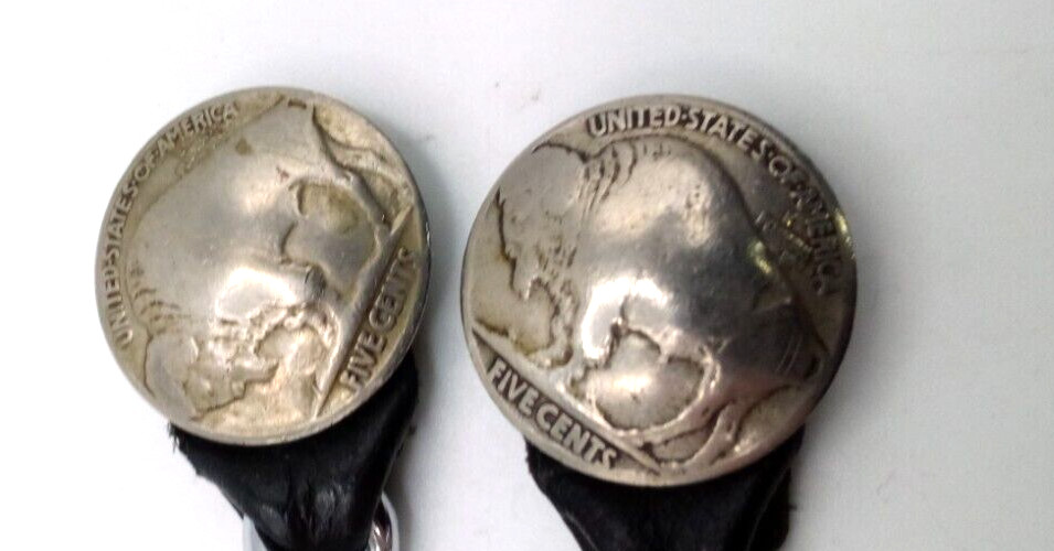 Pair Black ChromeL BUFFALO NICKEL vest extensions used