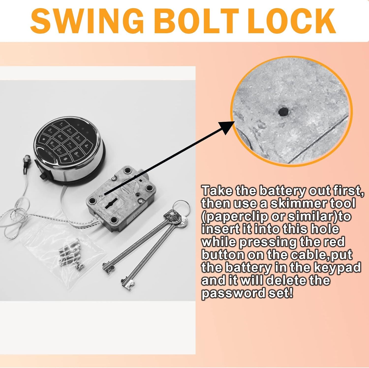 Gun Safe Lock Replacement & Right Swing Bolt Lock Digital Electronic Keypad Lock