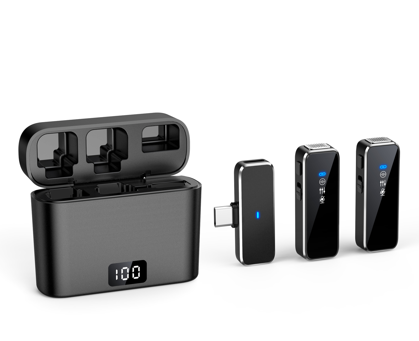 Wireless Lapel Microphone With Charging Box For Android Iphone IOS  Mobile Phone