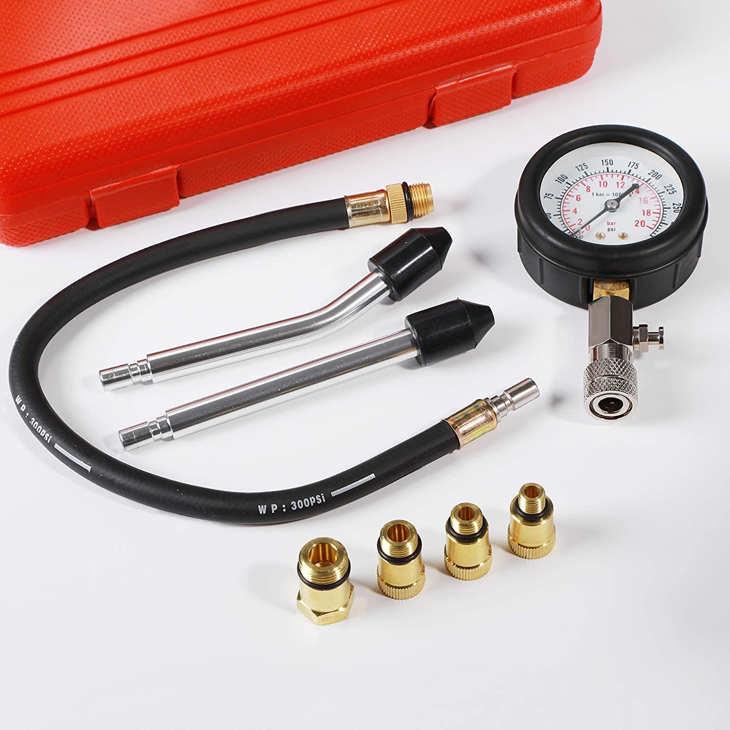 8PCS Compression Tester, Engine Compression Tester kit Professional Petrol Ga...