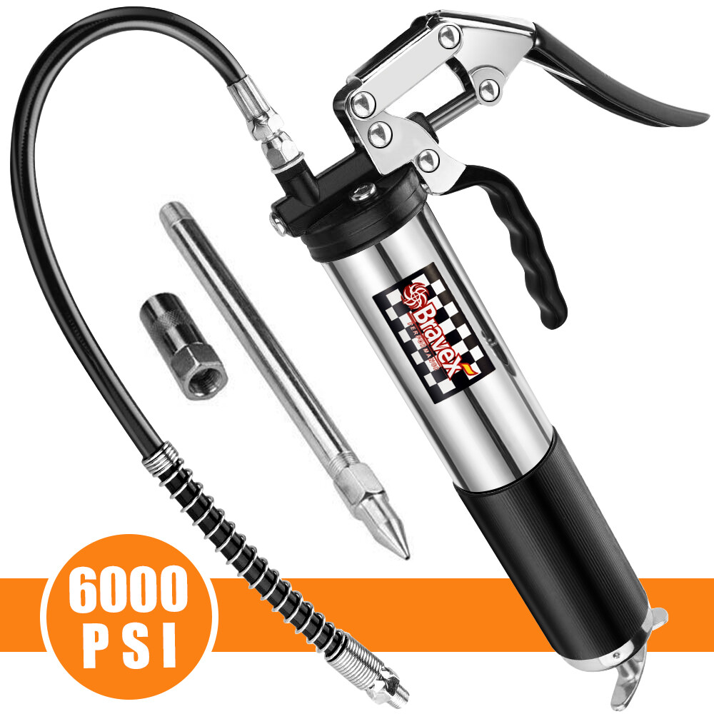 6000 PSI Grease Gun Pistol Grip Hnadle 14Oz 18 Flex Hose Heavy Duty for 400CC