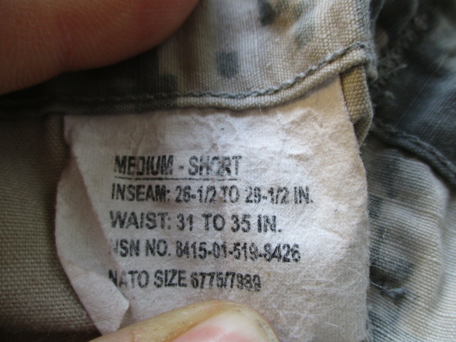 Trouser Army Combat Uniform Digital Camo Size Medium Short SPM100-05-D-0408