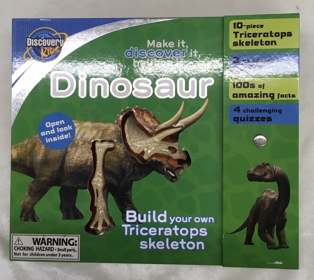Discovery Kids Dinosaur Build Your Own Triceratops Skeleton Kit +2 Books Toy c5