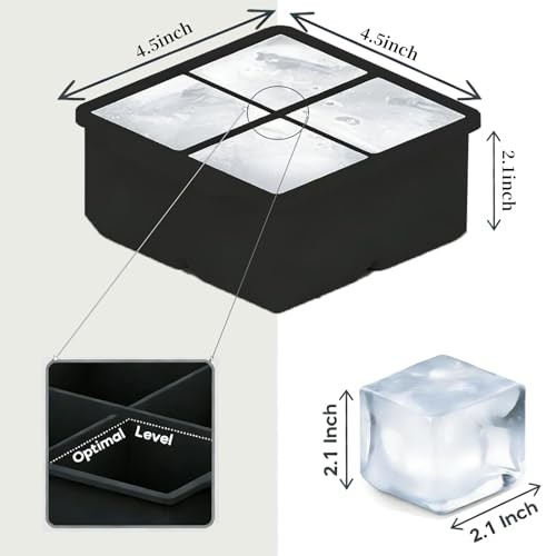 Silicone Ice Cube Tray (1-Pack), Easy Release 2" Big Ice Cubes Four-panel comic