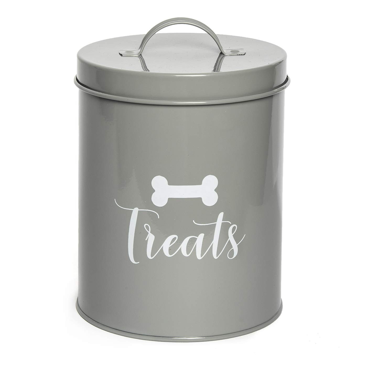 Park Life Designs Metal Pet Treat Jar with Airtight Lid – Jasper Gray 1.4 Qt