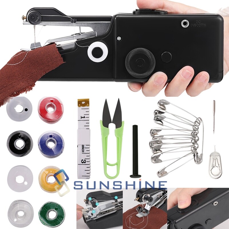 Mini Mano Eléctrica Maquina de Coser Portatil Para Casa Set de agujas ropa DIY