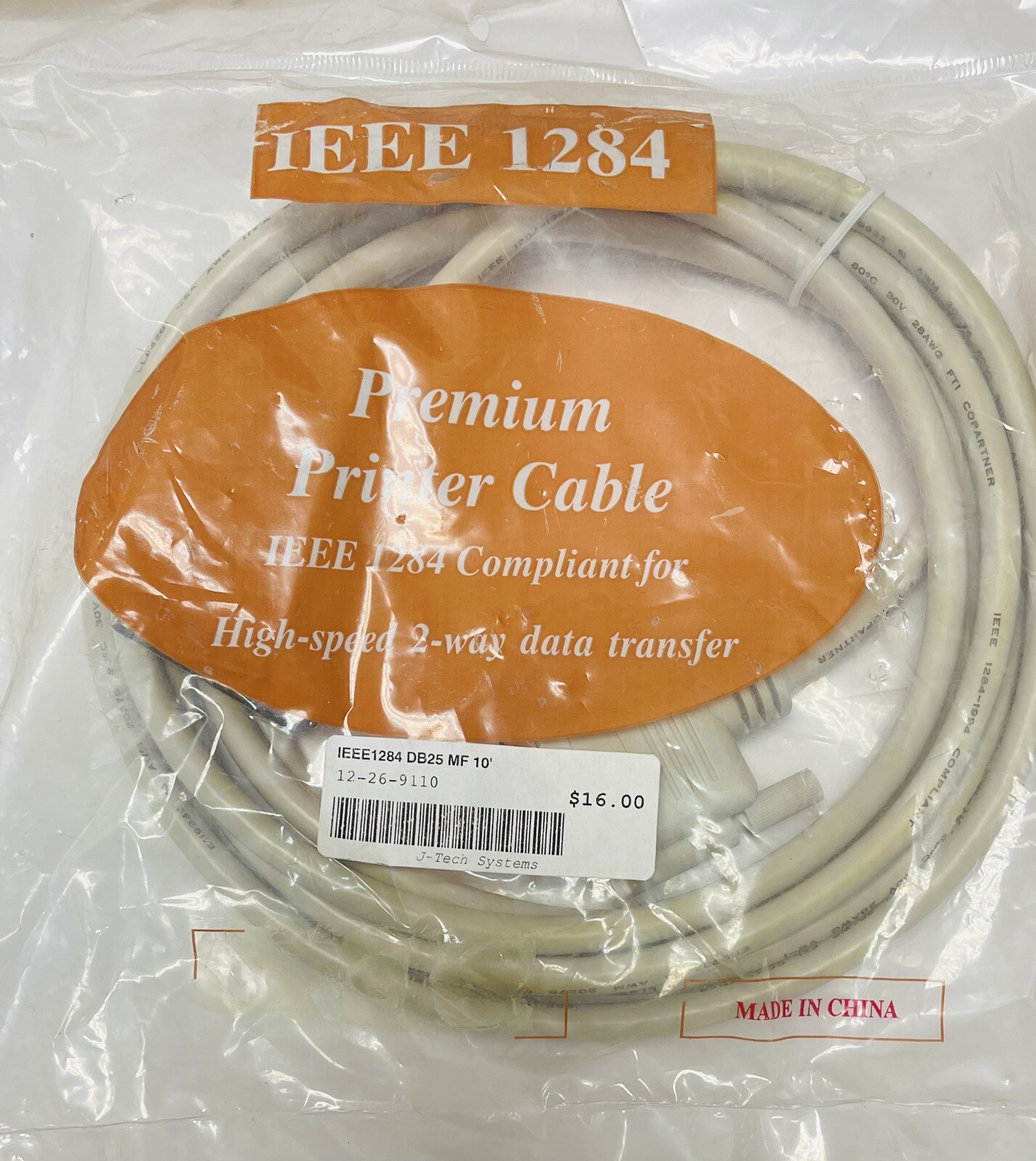 IEEE1284 DB25 M-F 10FT