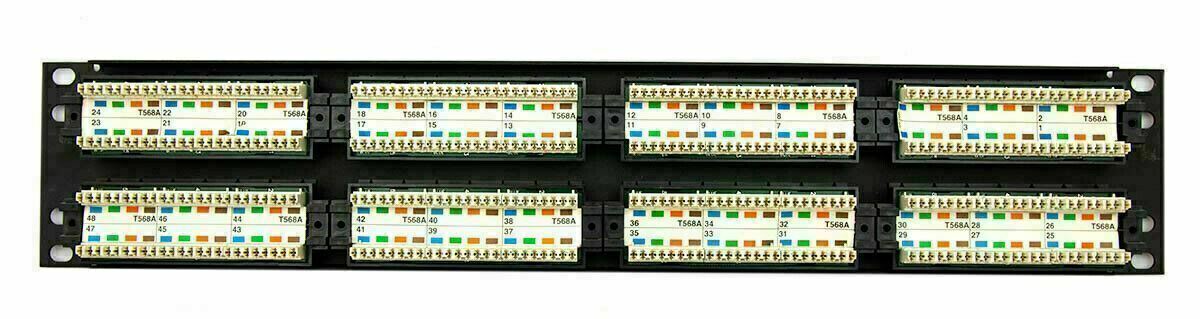 AMP NETCONNECT 406331-1 RJ45 Cat 5e 48-Port Patch Panel, 110Connect, Black, 2U