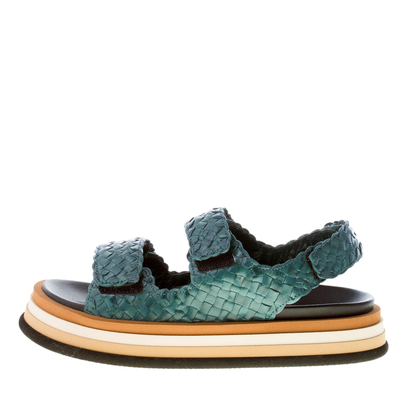 PONS QUINTANA Maria Cristina women shoes blue petroleum platform sandal straps