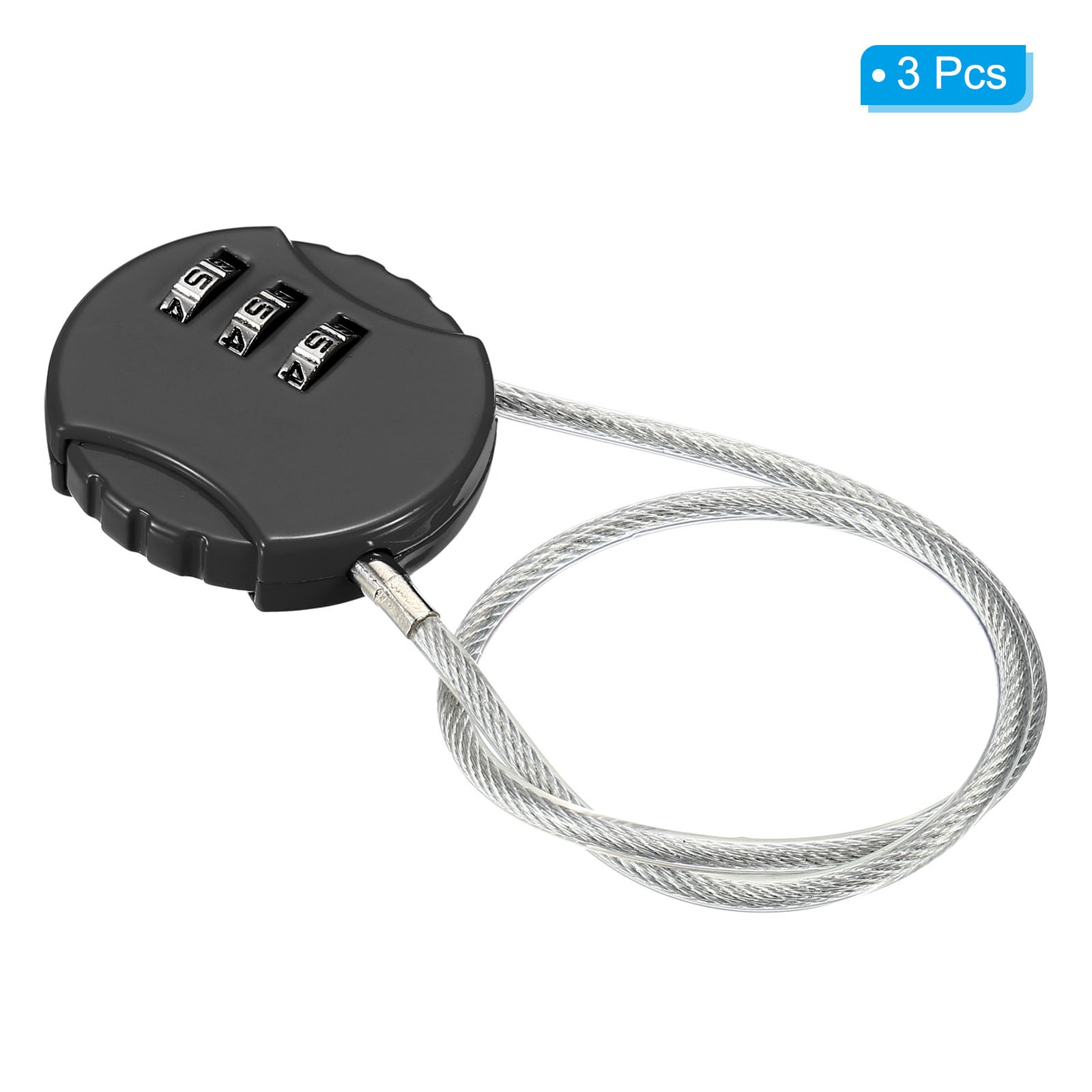 Small Combination Block 11.8", 3pc 3 Digit Luggage Lock, Black