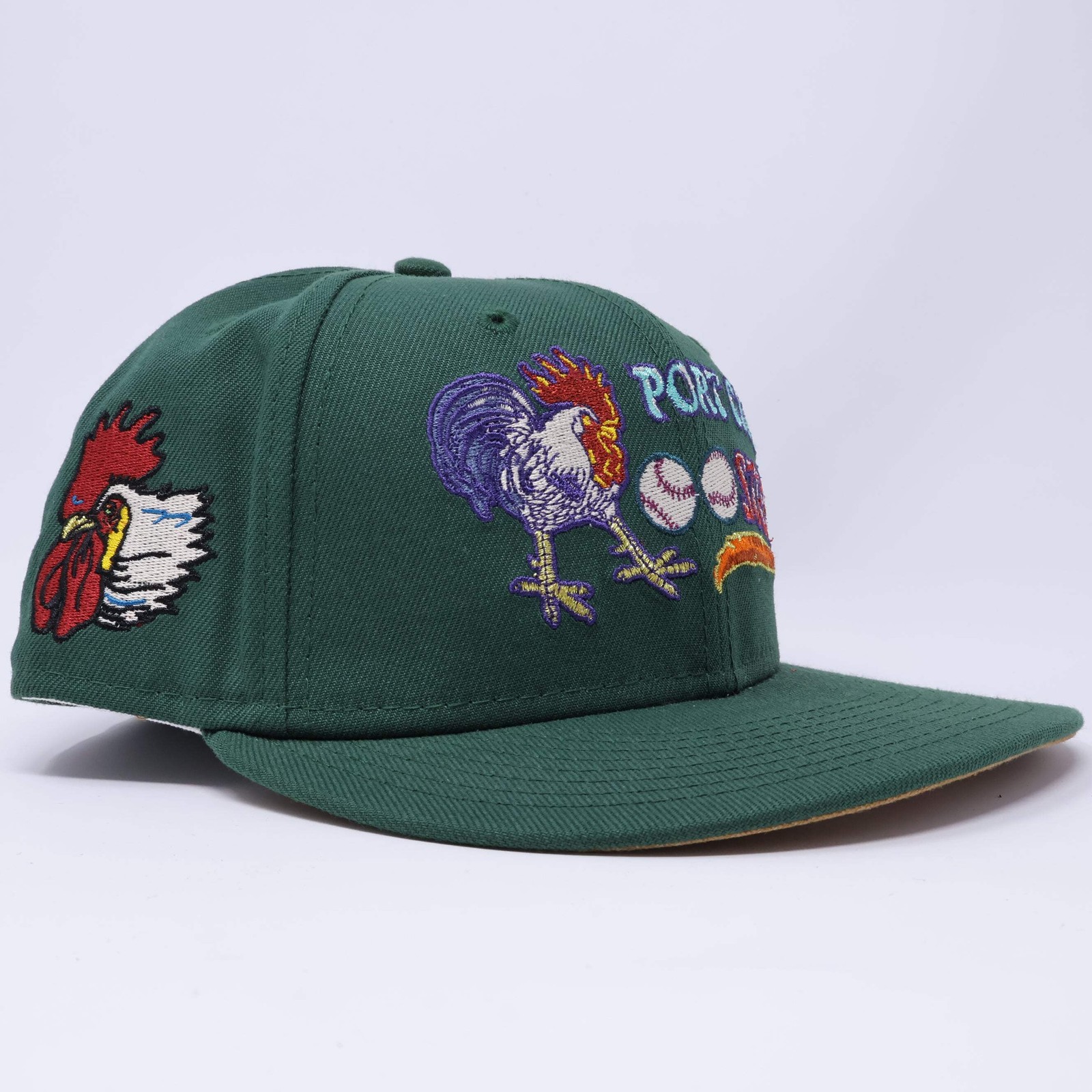 USED 1/8 Green Port City Roosters 59fifty New Era Fitted Hat Cap Minor League