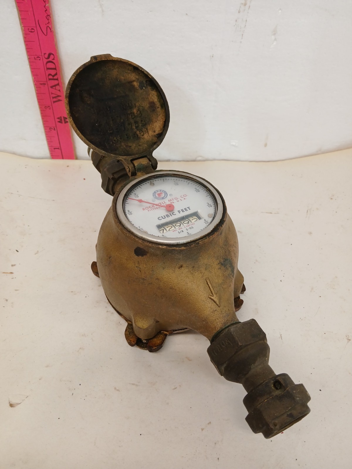Vintage Rockwell Water Meter Cubic Feet Pittsburgh PA Industrial Steampunk