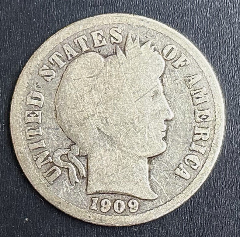 1909-D Barber Liberty Dime 10c Denver nice grade old silver great coin h25