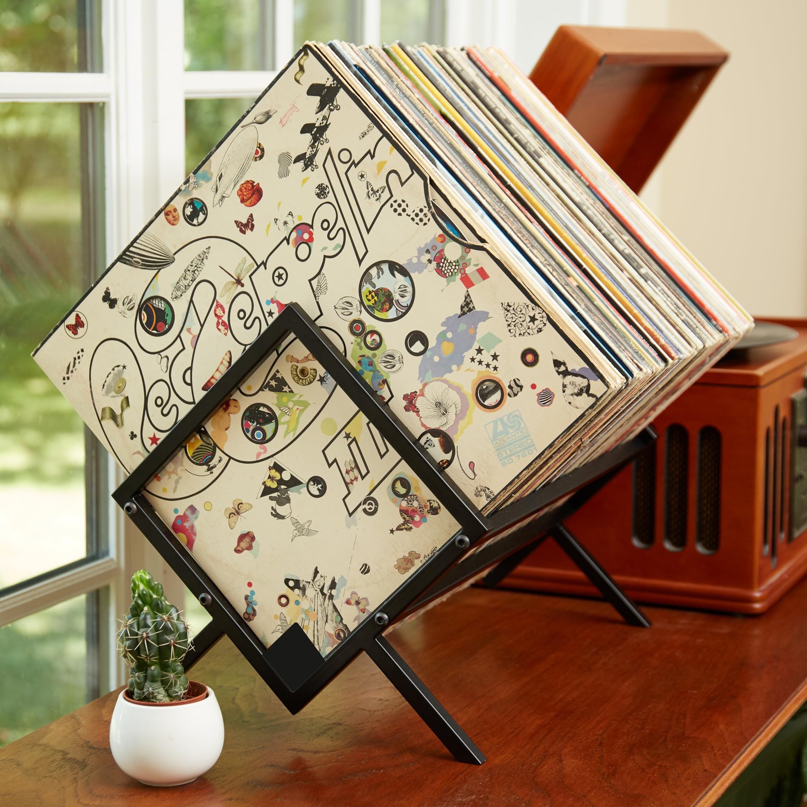 MODERN VINYL Record Holder - Matte Black Metal - 80-100 LP Storage - Simple,
