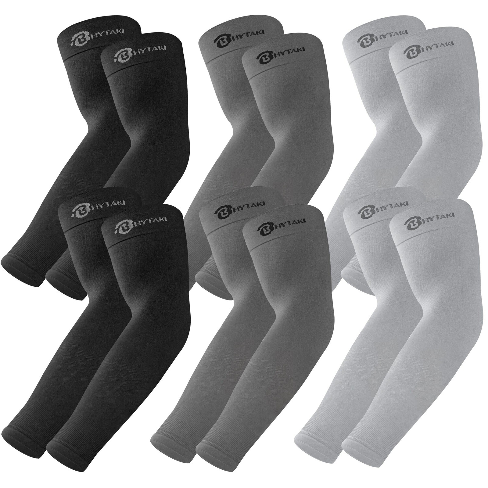 BHYTAKI 6 Pairs UV Sun Protection One Size, 2 Black+2 Dark Gray+2 Light Gray