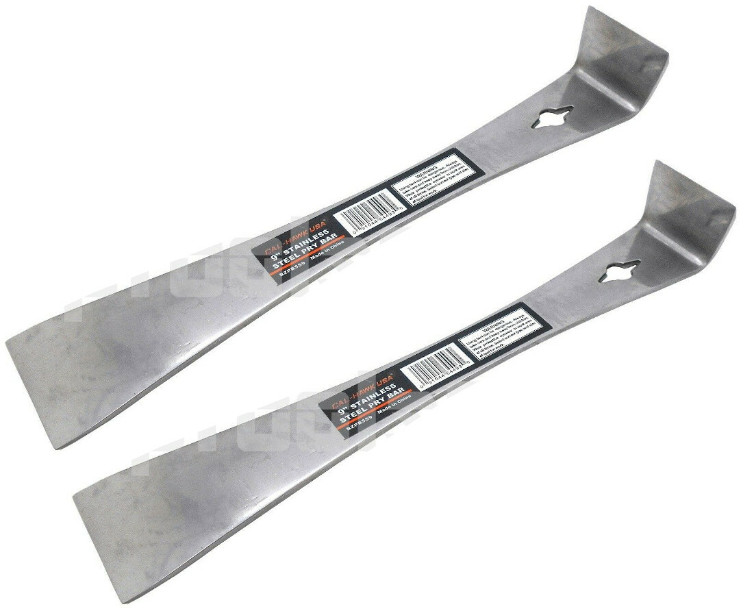 (2) 9" STAINLESS STEEL PRY BAR Set Nail Puller SCRAPER Heavy Duty Bars