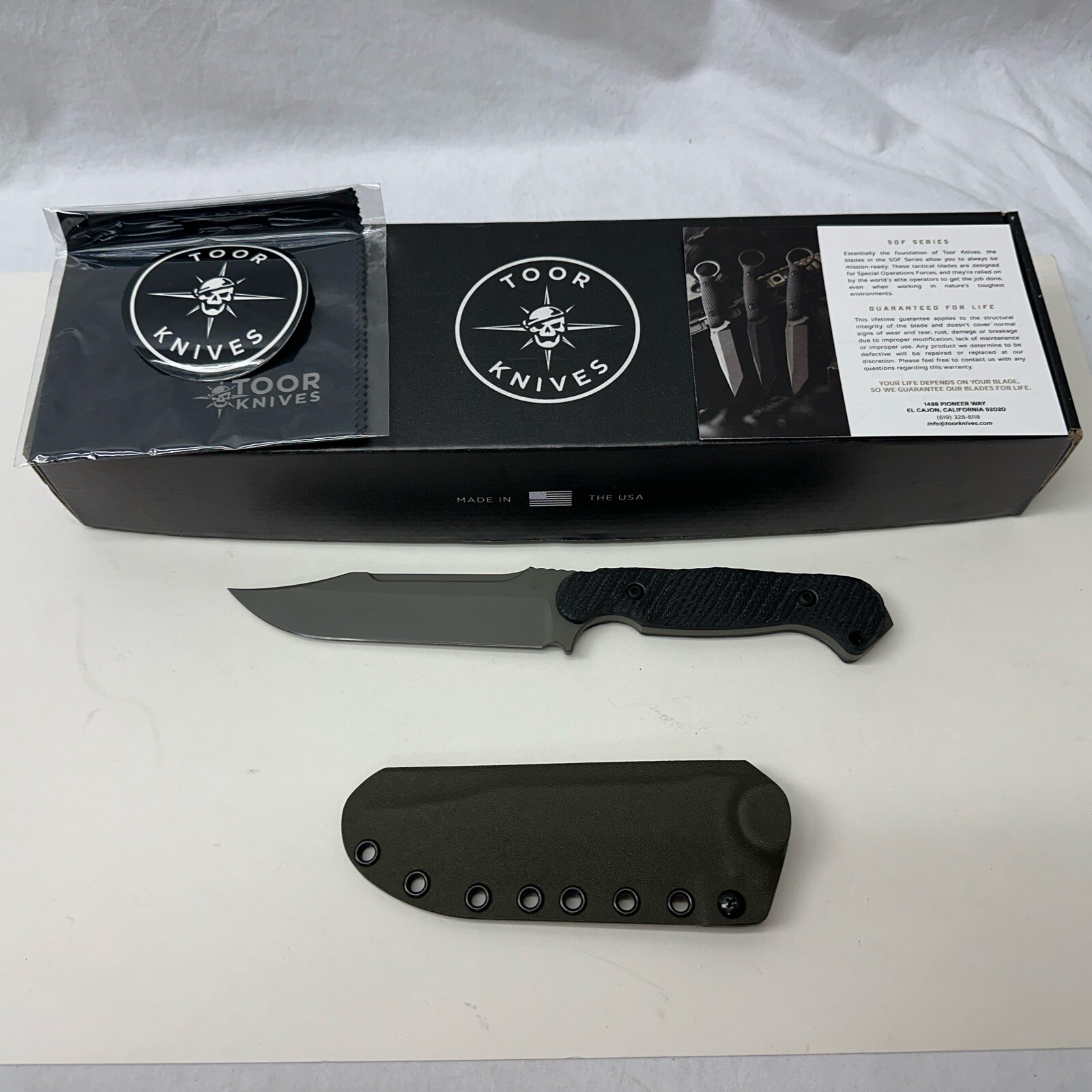 Toor Knives Valor Woodland CPM3V Green Blade & Kydex Sheath W/ Black G10 Scales