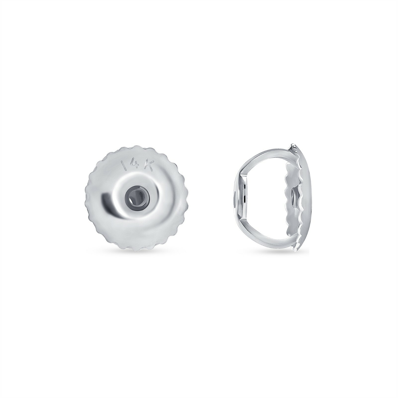 14K White Gold Stud Earring Finding Mounting Setting Round 3-Prong Martini Screw